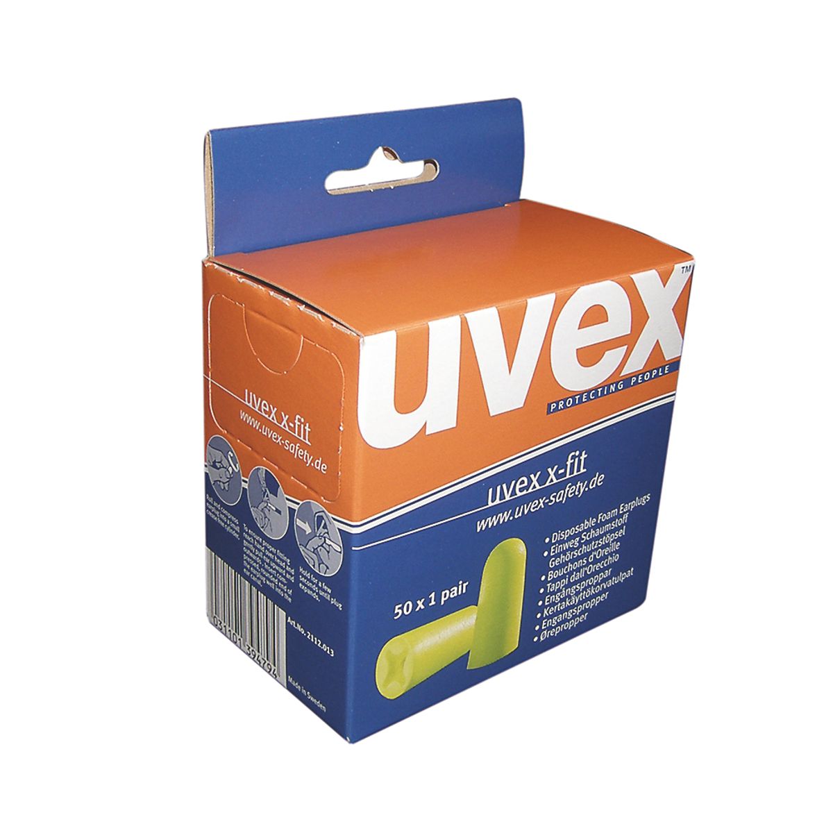 Uvex X-Fit ørepropper uden snor. 1 pakke med 50 stk.