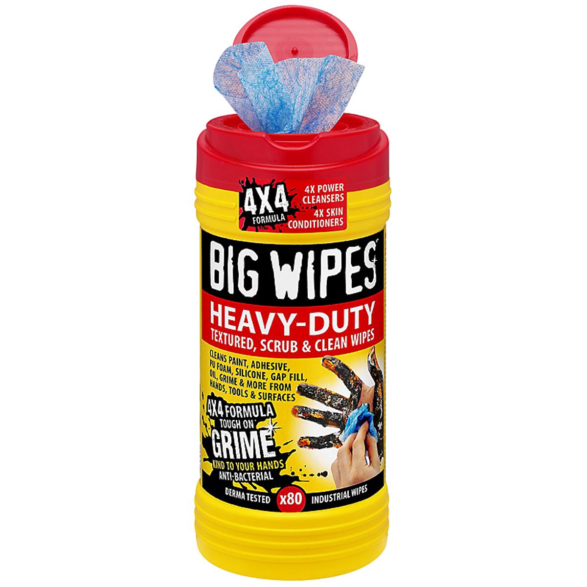 Big wipes heavy duty 80 Eksta stærke anti-baktielle dobbelt-sidet renseservietter - 80 stk. pr. bøtte