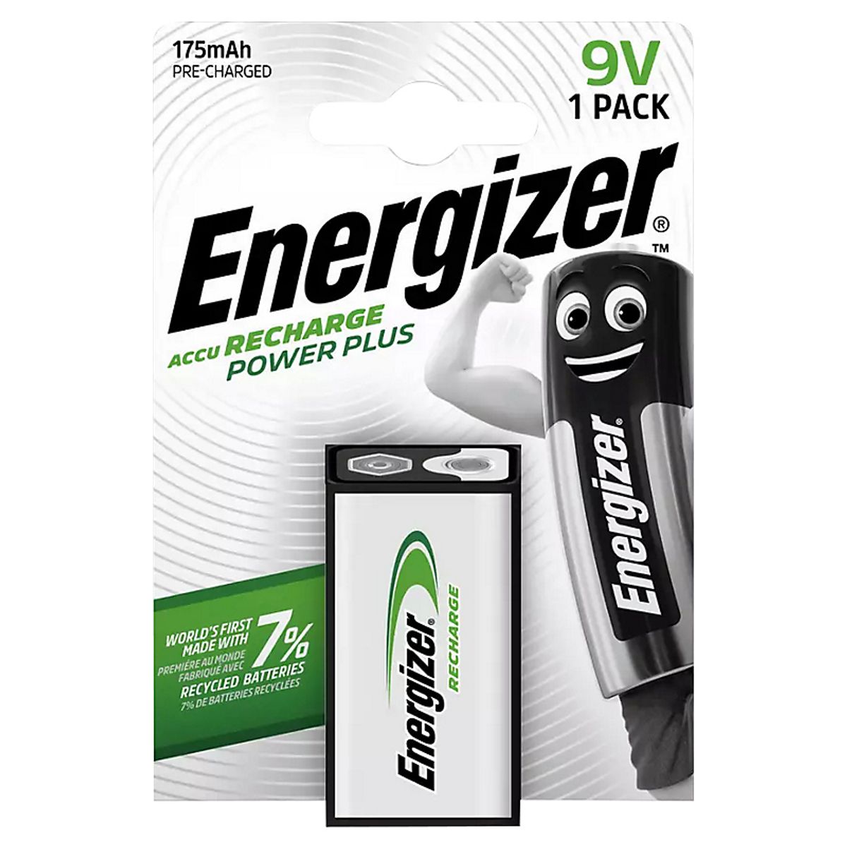 Energizer batteri 9V Genopladeligt, Recharge Power Plus, NH22 175mAh