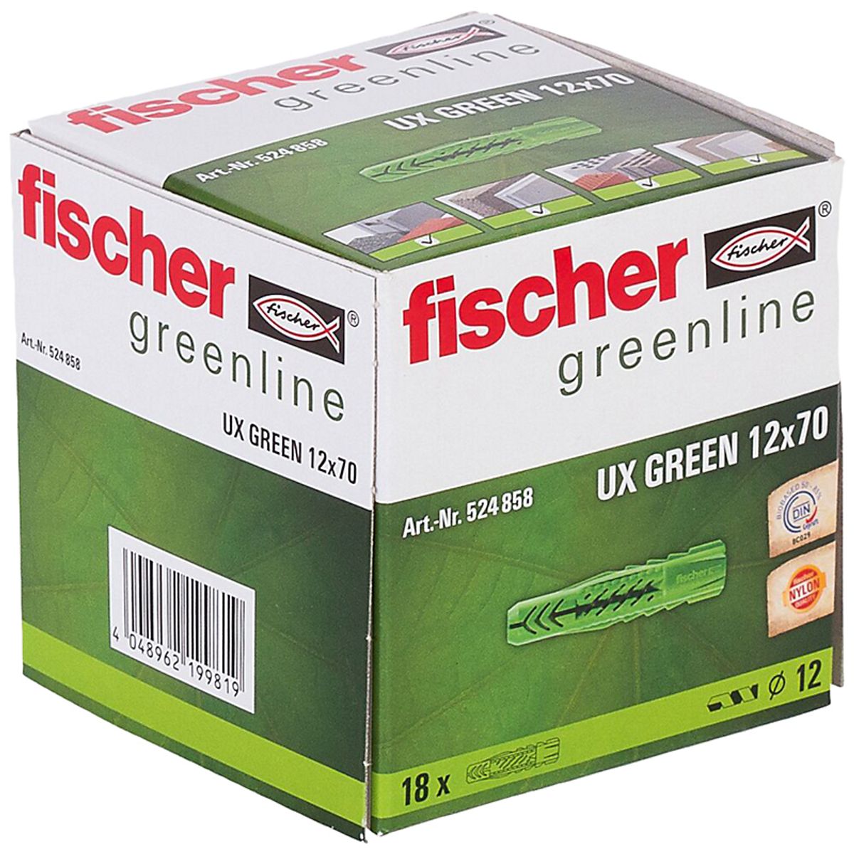 Fischer universal nylondybel UX 12x70mm Green - pak a 18stk