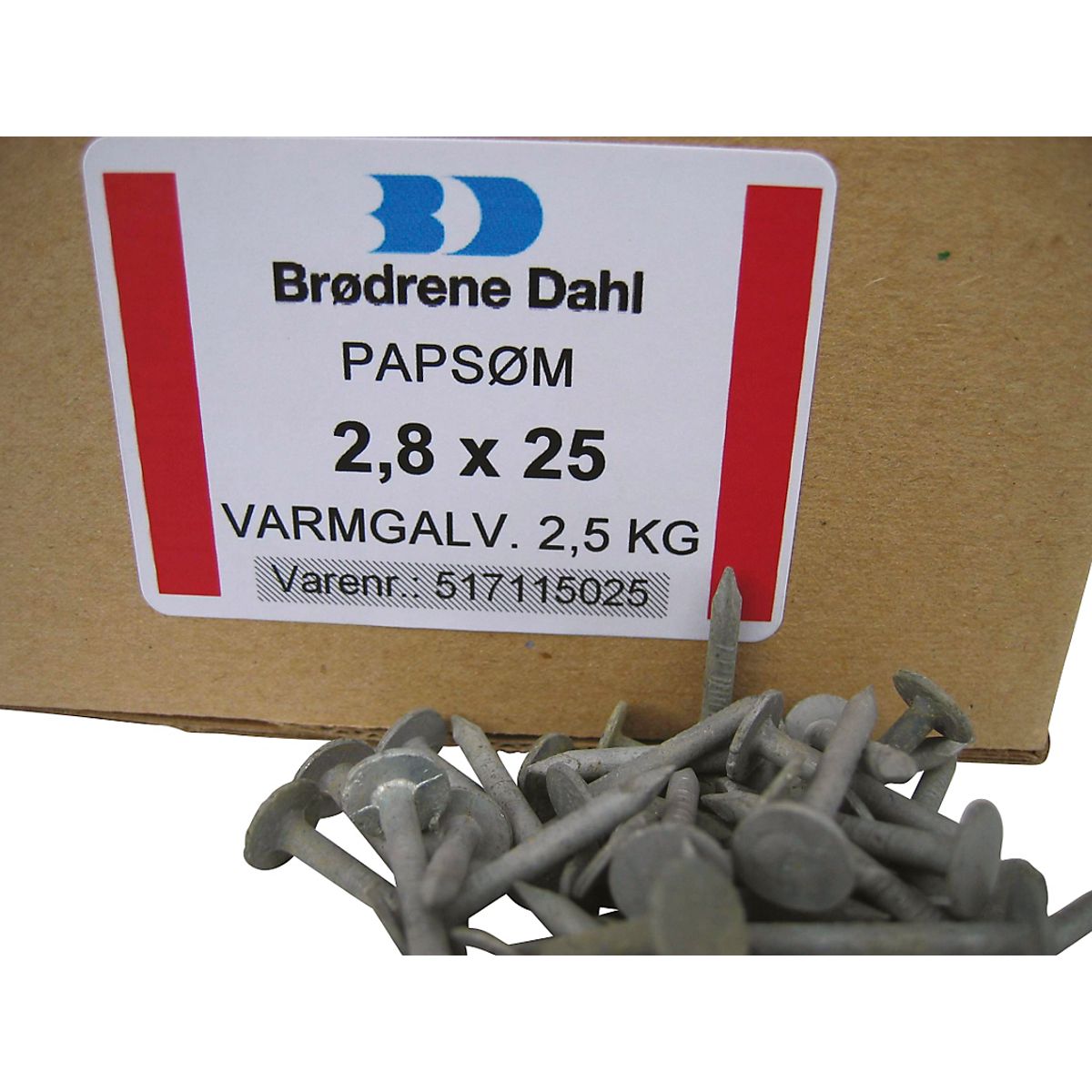 Tagpapsøm 2,8x25mm Varmgalvaniseret -1285 stk. pr. pakke