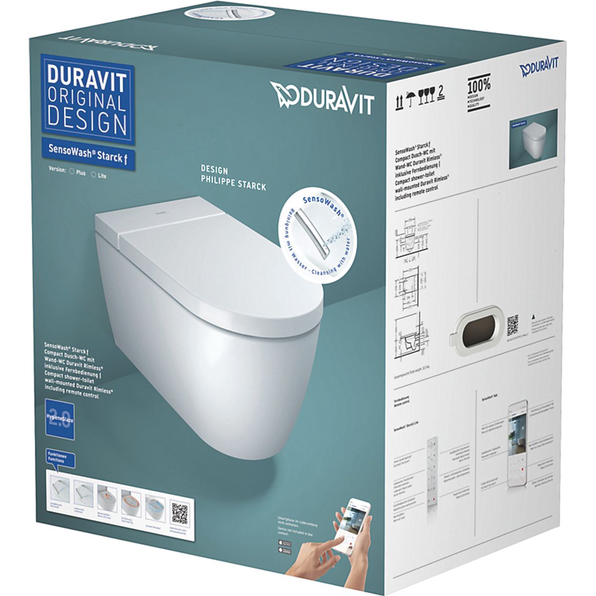 Duravit SensoWash Starck f lite douchetoilet hængeskål rimless, Husk 613281941