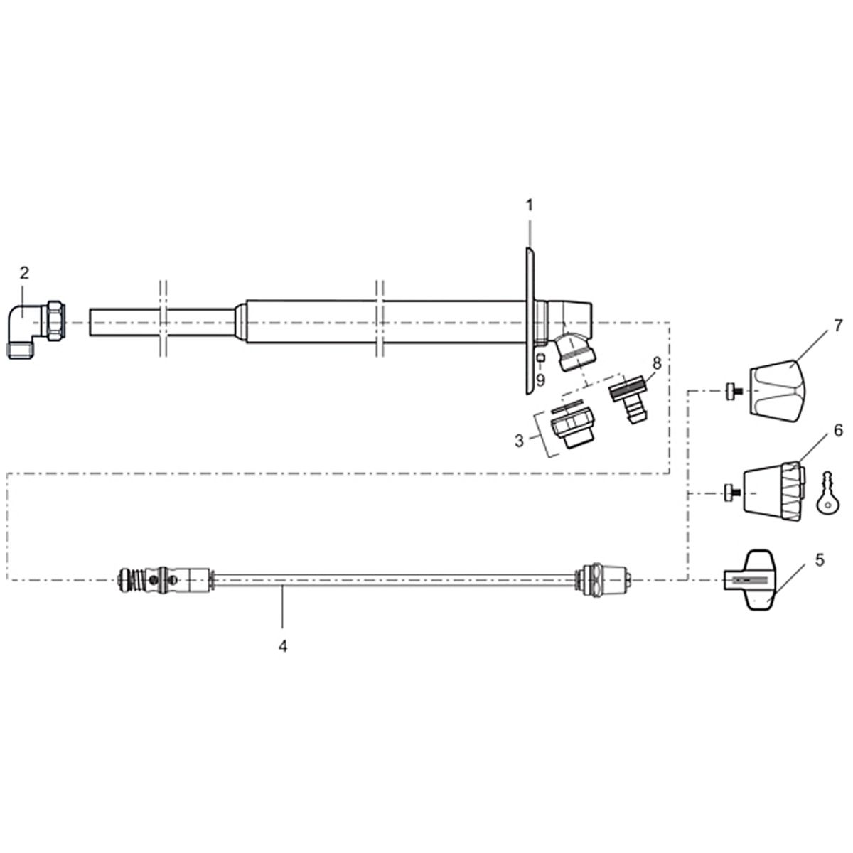 Mora garden ll komplet inderspindel 300mm (totallængde 380mm) til Mora garden ll vvs nr. 743453534