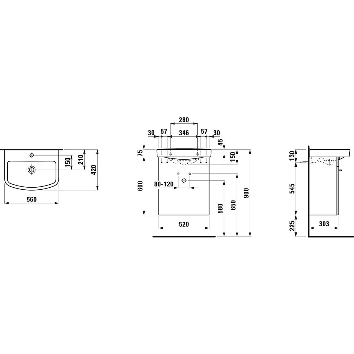 Laufen KOMPAS møbelpakke KOMPAS møbelpakke 560x420mm, 2 låger. Mat hvid