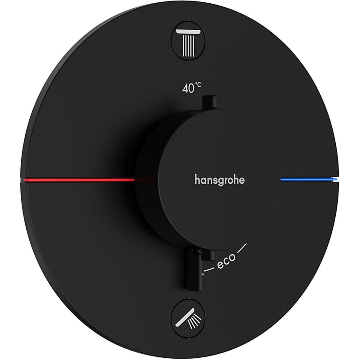 hansgrohe ShowerSelect Comfort S termostat til indbygning med afspærring til 2 udtag. Mat sort