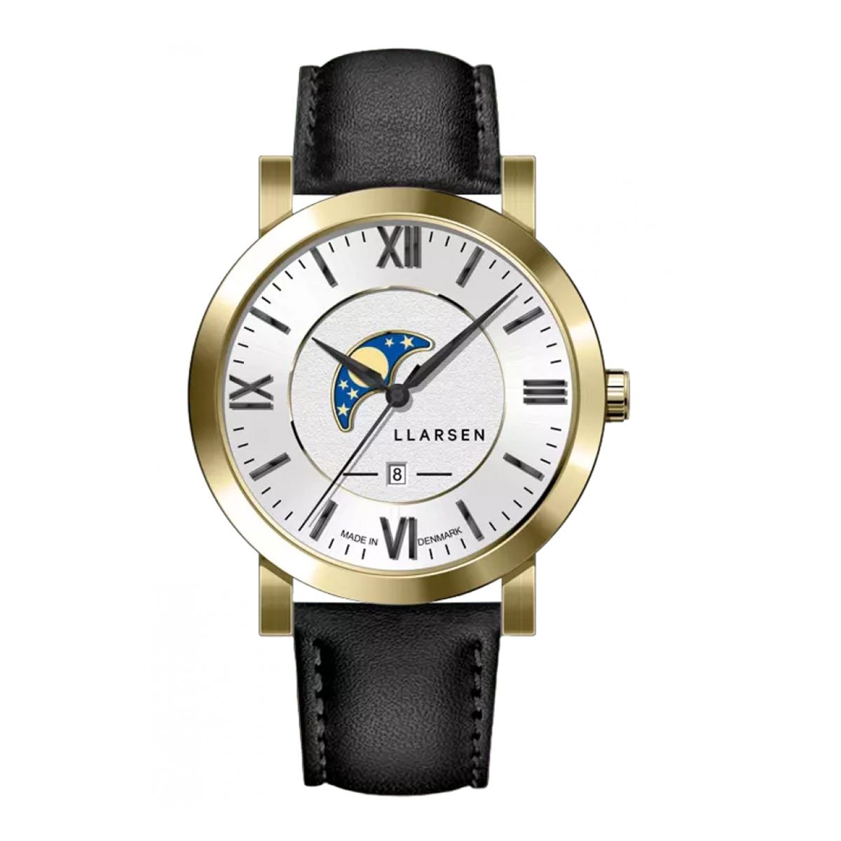 LLARSEN Hugo Gold Watch Ink Leather Herreur