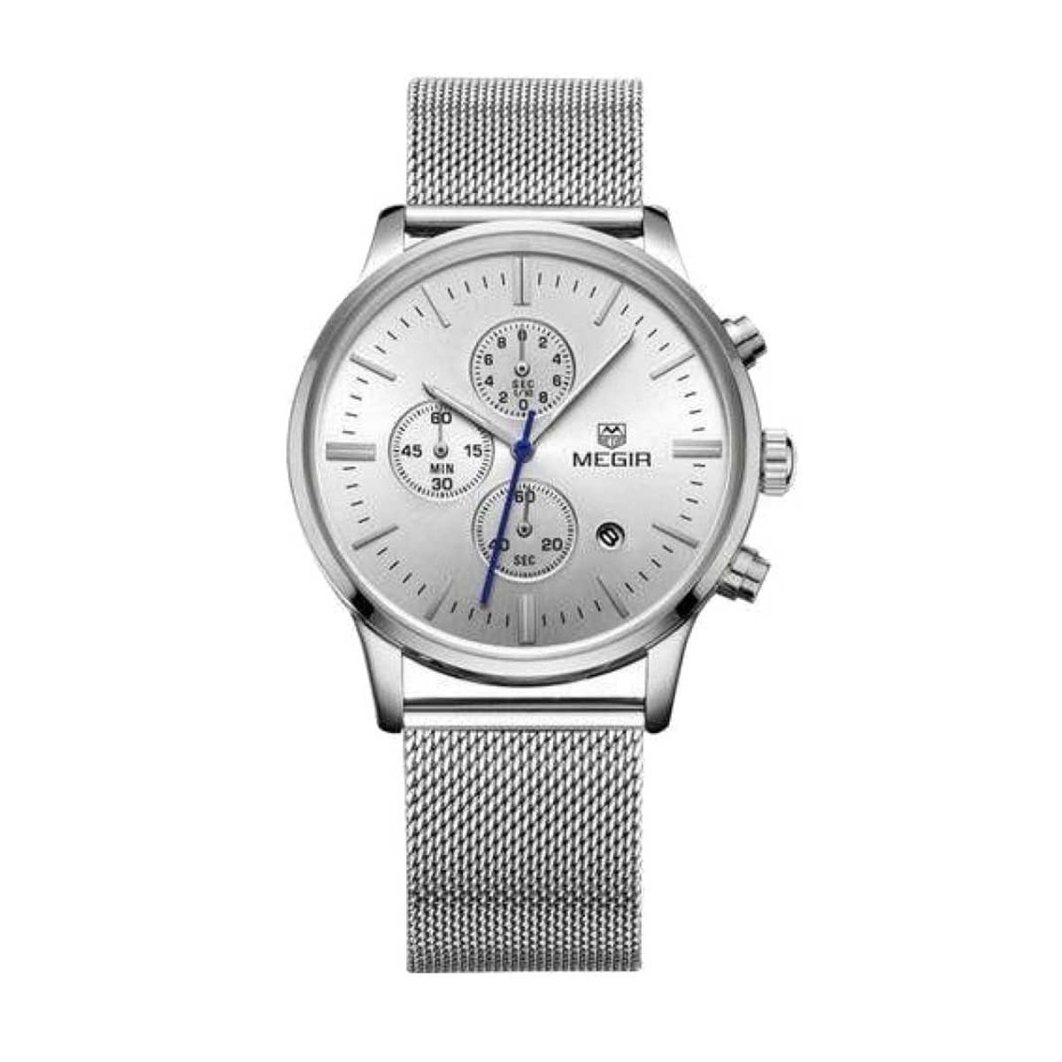 MEGIR Chronograf Silver Mesh Herreur