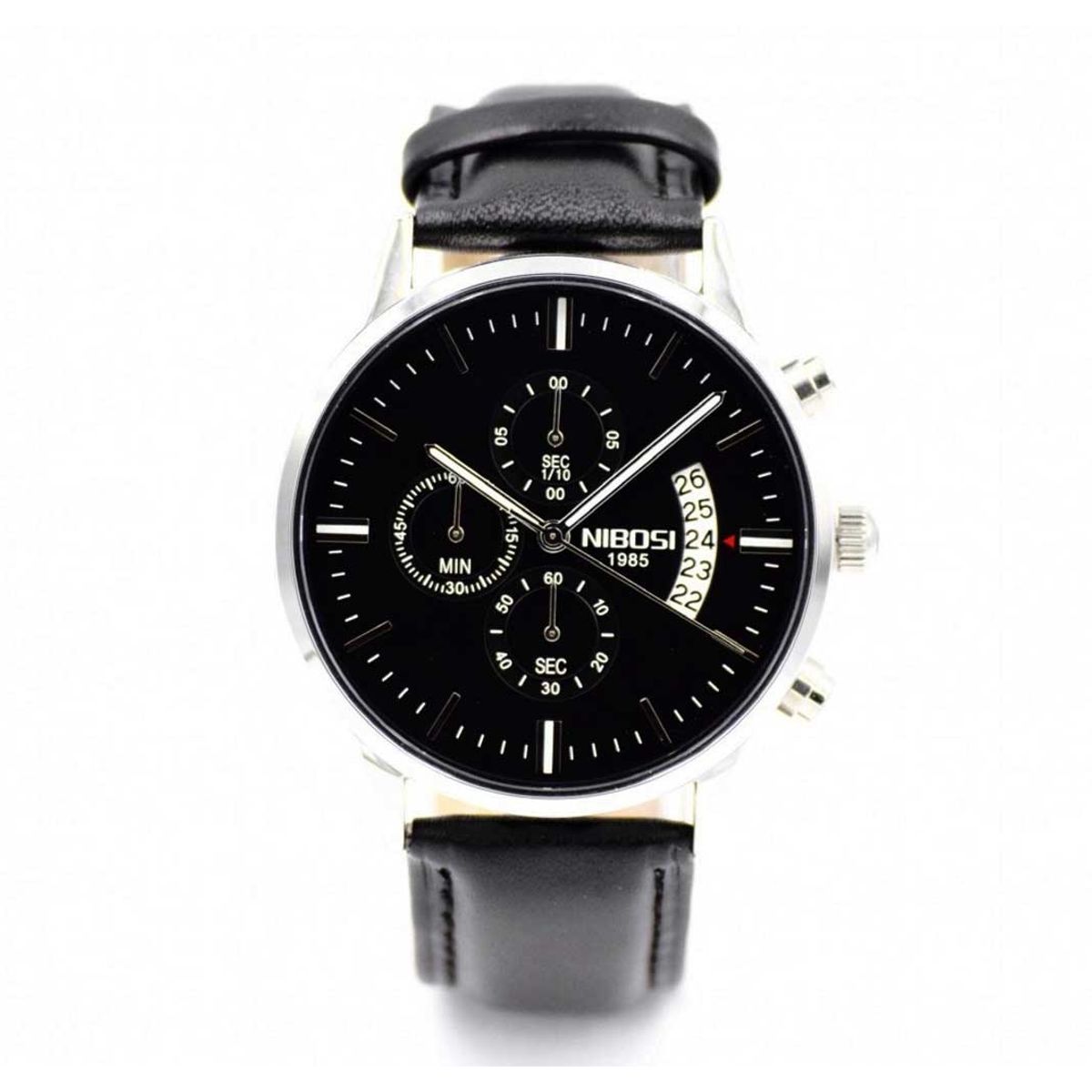 NIBOSI Classic Black Leather Herreur