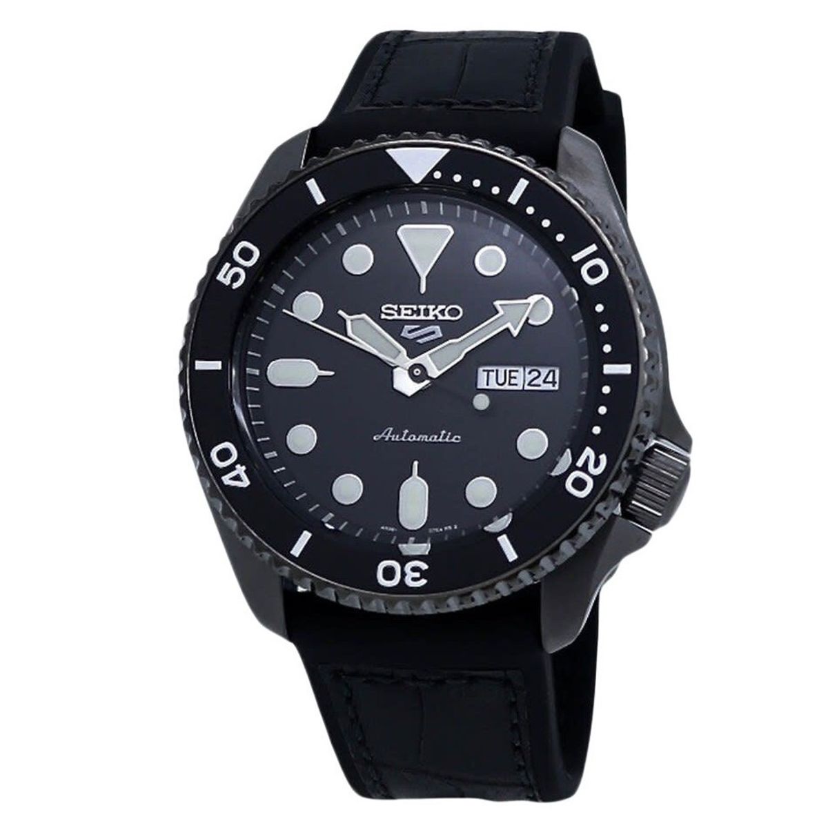 Seiko 5 Sports Automatic Black Silicone Herreur