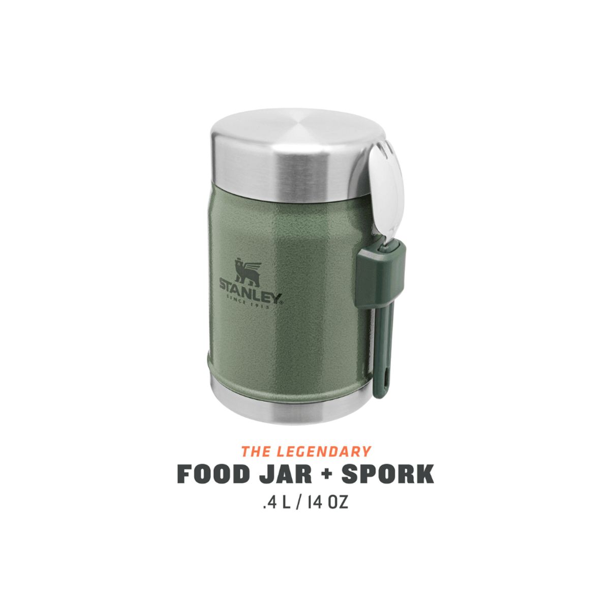 Termo madkasse - Stanley Legendary Food Jar + Spork .4L - Hammertone green