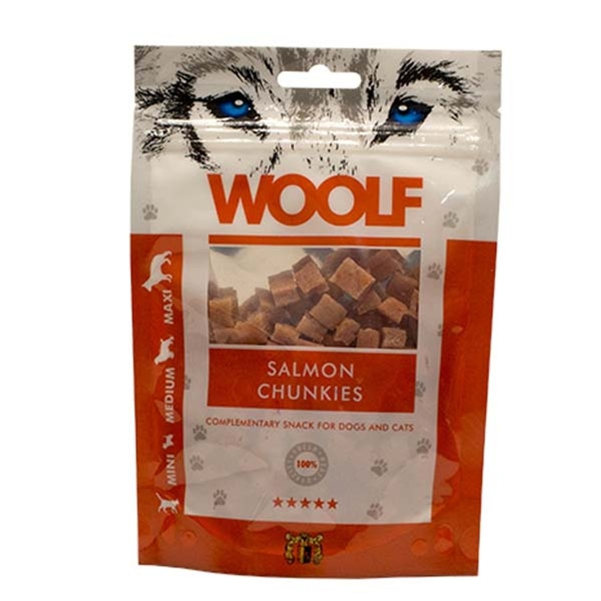 Hundegodbid Woolf lakse chunkies 100g