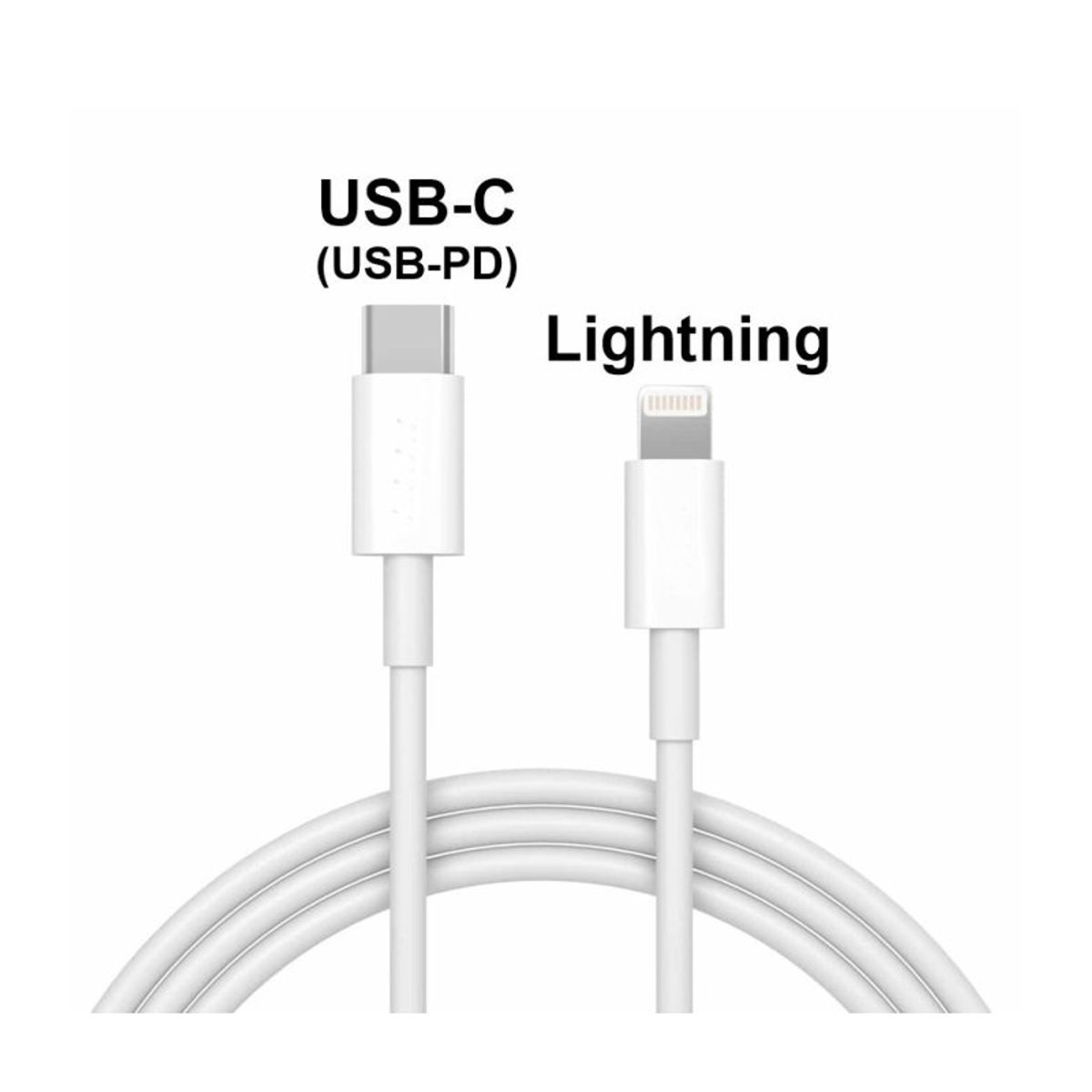 USB-C til Lightning USB-PD kabel til iPhone / iPad Hvid Gummi - 200 cm (20W USB-PD)