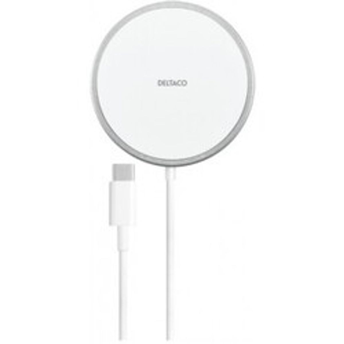 Deltaco Magnetic Wireless Charger, 15w, Usb-c, White/silv - Oplader