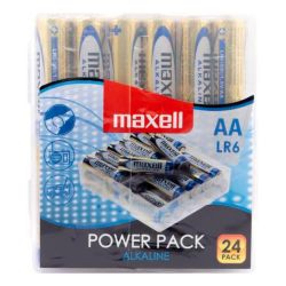 Maxell Batteries, Aa (lr6), Alkaline, 1.5 V, 24-pack - Batteri