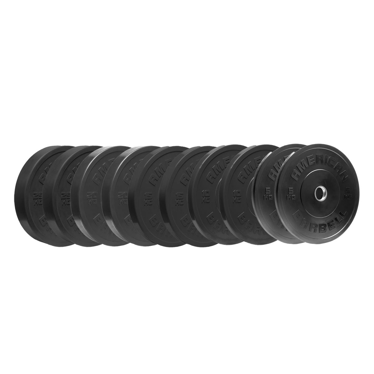 American Barbell 150 kg Black Sport Bumper Plate pakke