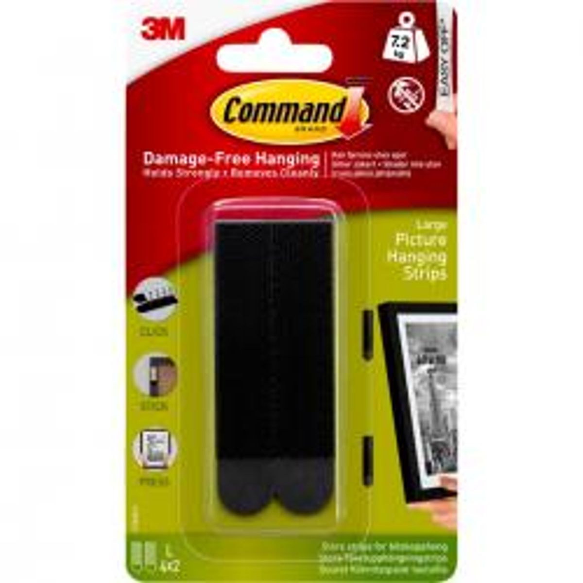 3M COMMAND HANGING STRIPS BLACK LARGE SET/4 - Ramme