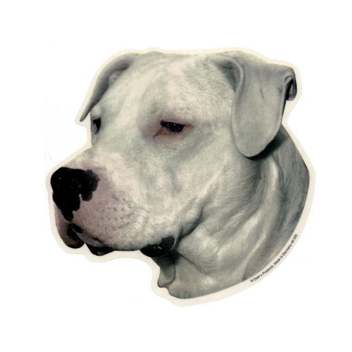 Dogo Argentino, hv. Vælg: klistermærke, nøglering, broche, slipsenål, mm.