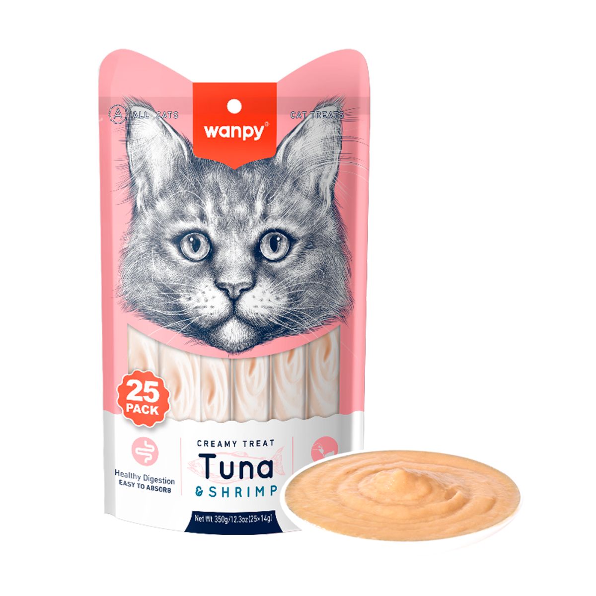 Wanpy 25 stk. Creamy Lickable Treat - Tuna & Shrimp 350g (25x14g)