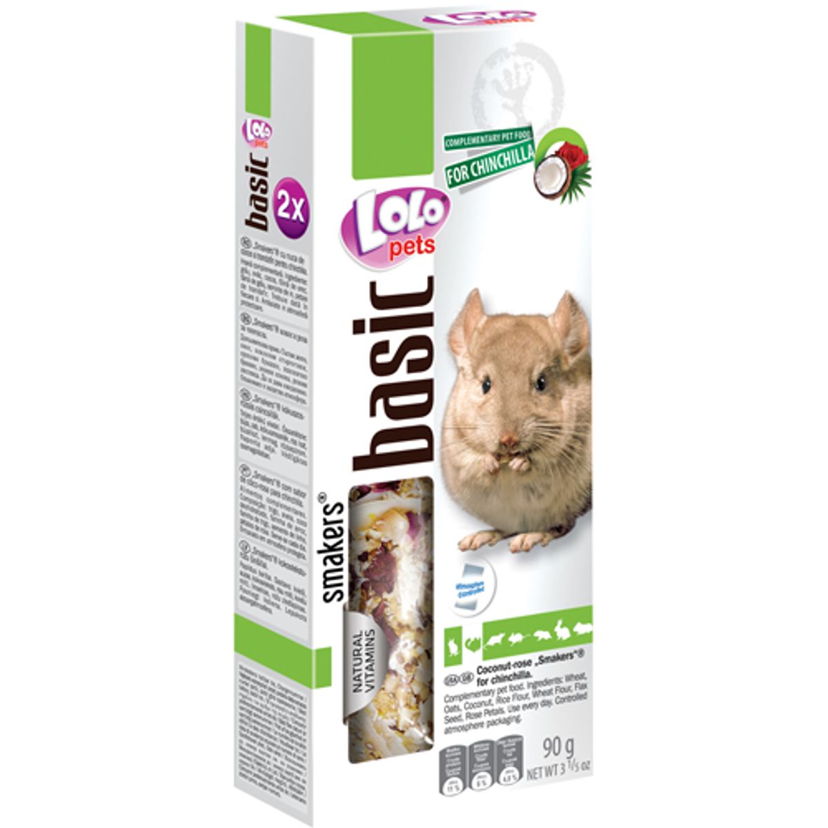 LoloPets frøstænger til chinchilla. Kokos/Rose. 90g.