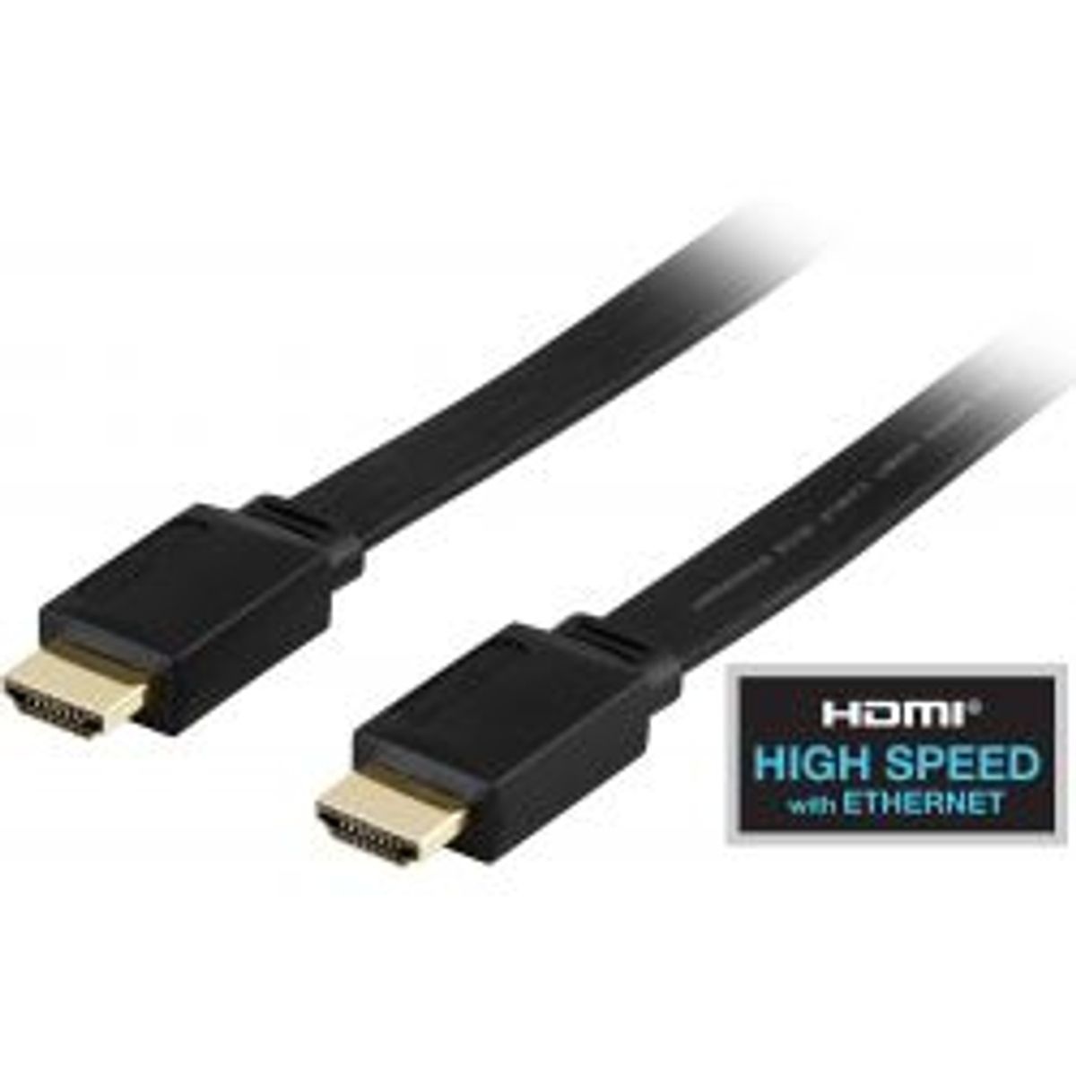 Deltaco Flat Hdmi Cable, Hdmi High Speed W/ Ethernet, 4k, 3m, Black - Ledning