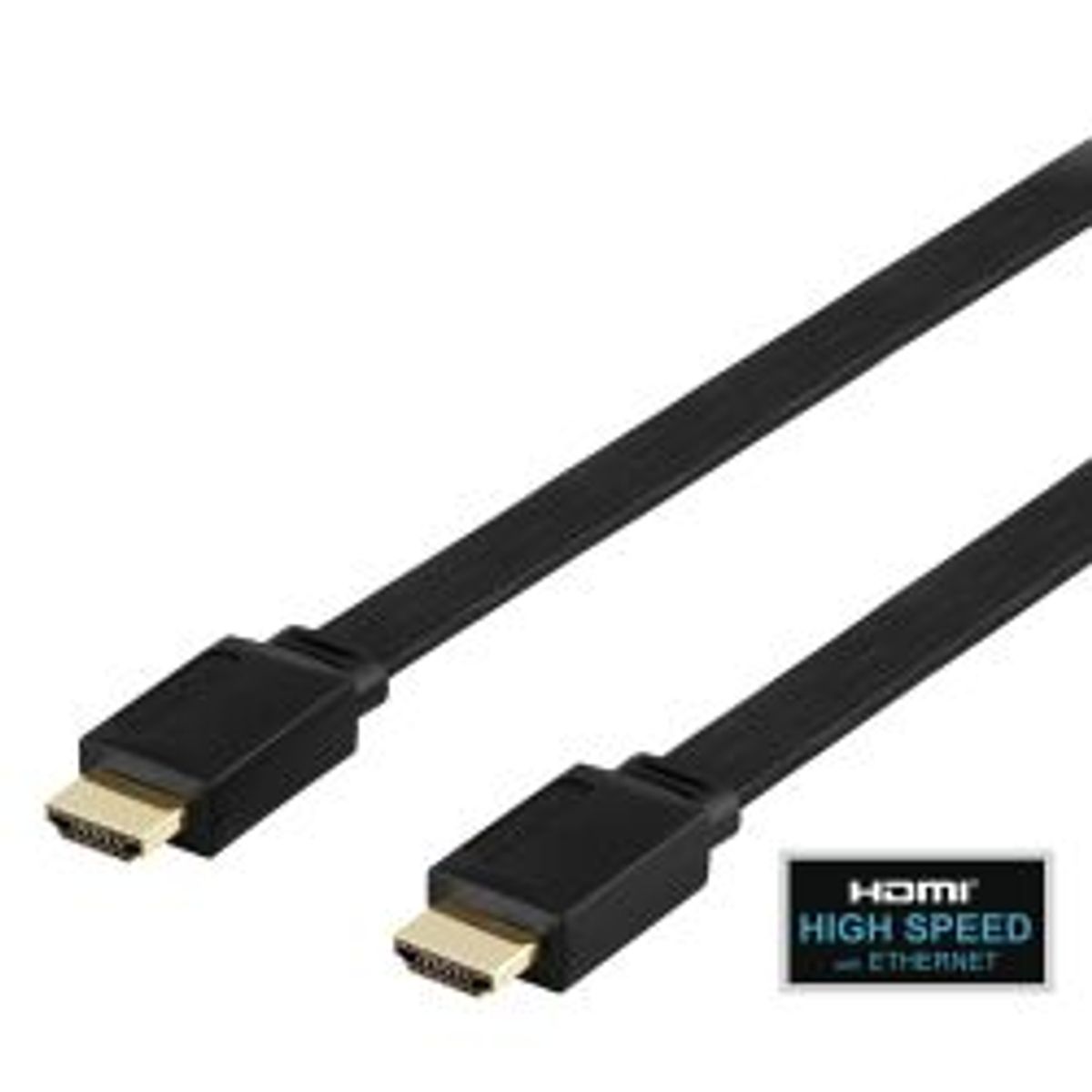 Deltaco Flat High Speed With Ethernet Hdmi Cable, 1m, Black - Ledning