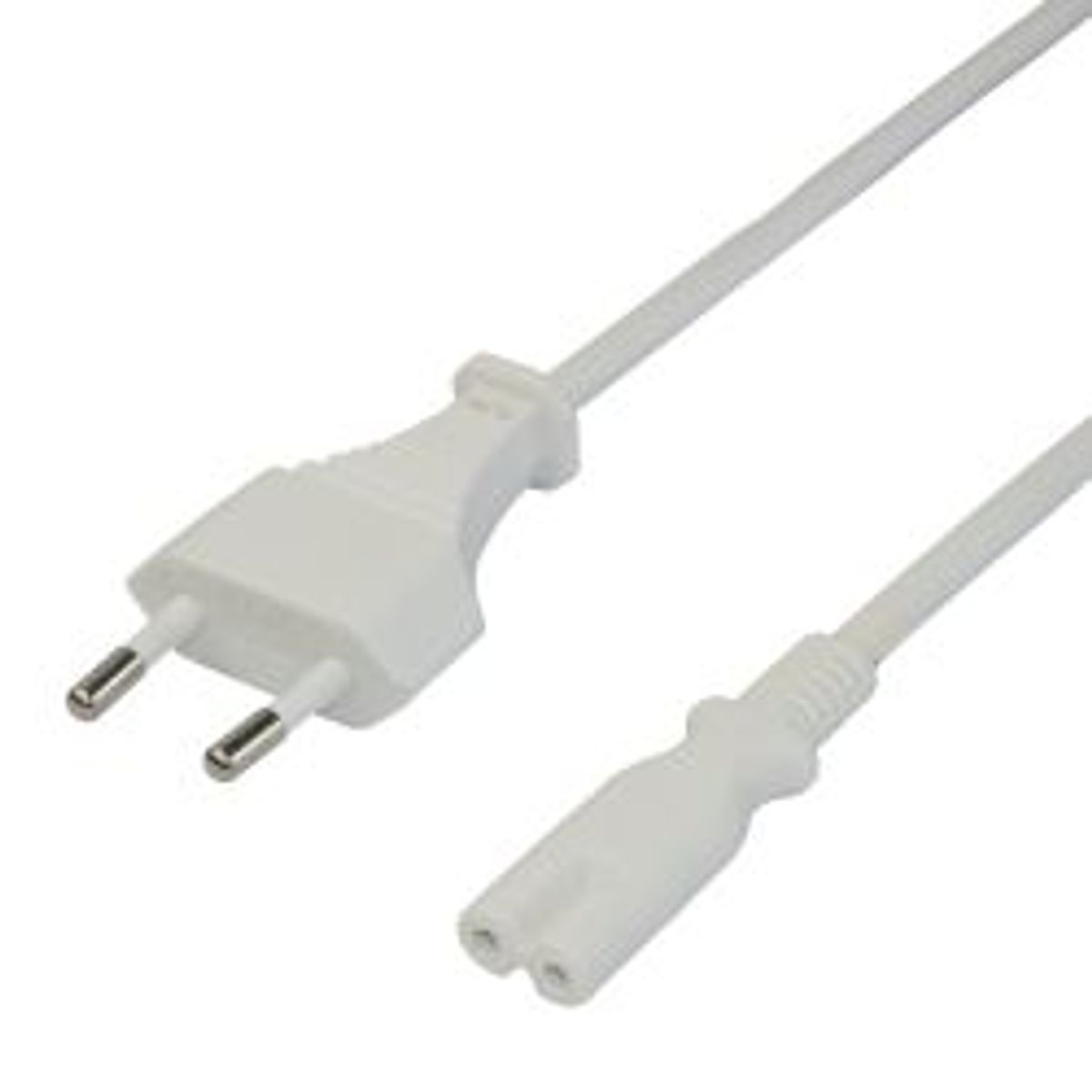 Deltaco Power Cord Cee 7/16 - C7, 1,5m, White - Ledning