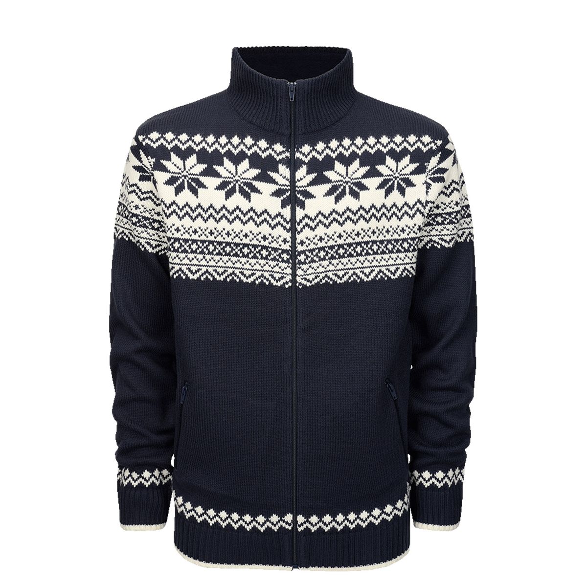 Brandit Cardigan med Norsk Mønster Navy