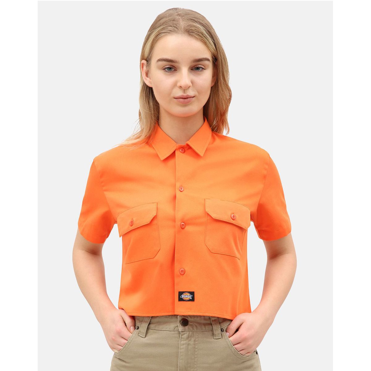 Dickies Silver Grove Cropped Workshirt, Regular Fit Orange