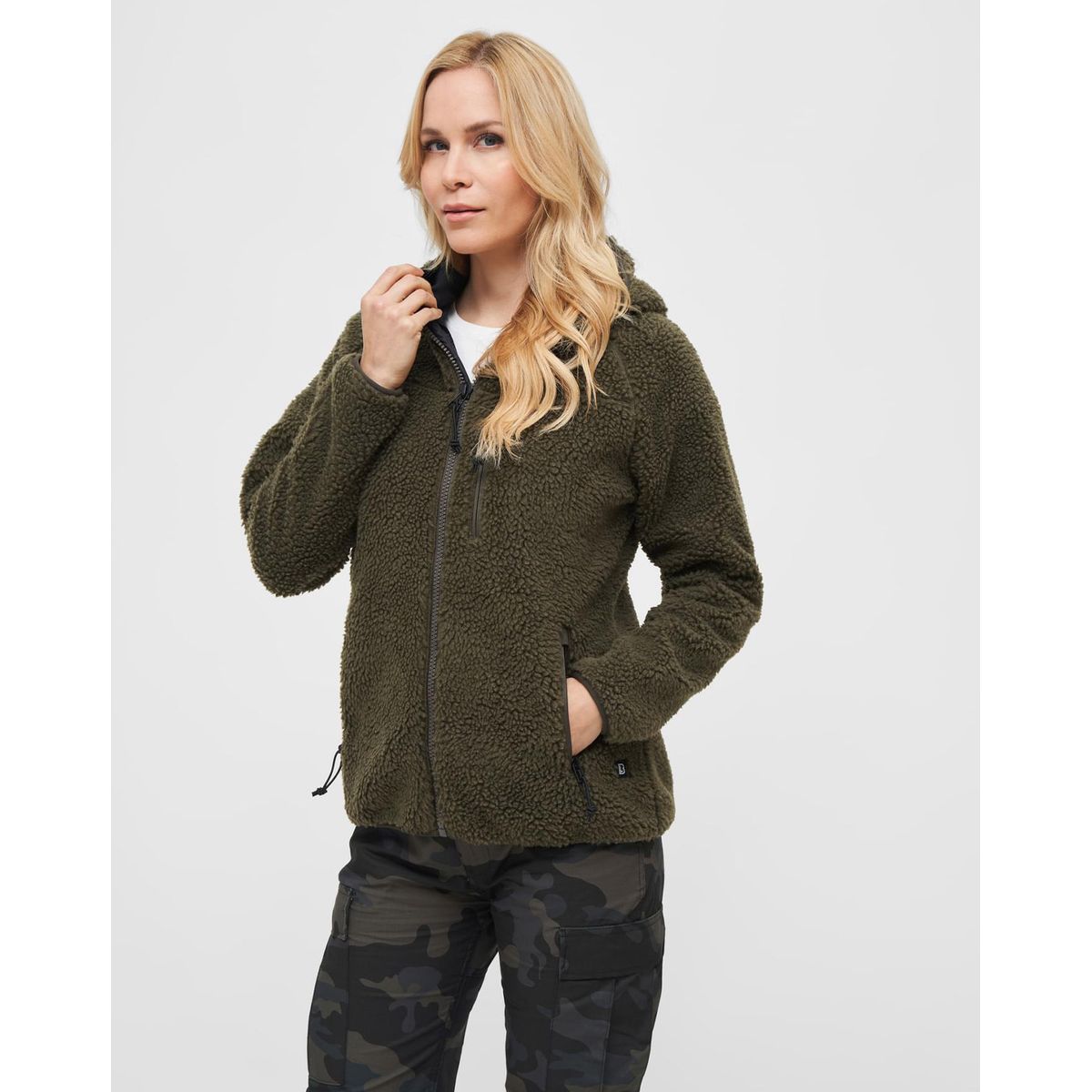 Brandit Ladies Teddyfleecejacket hood Olive