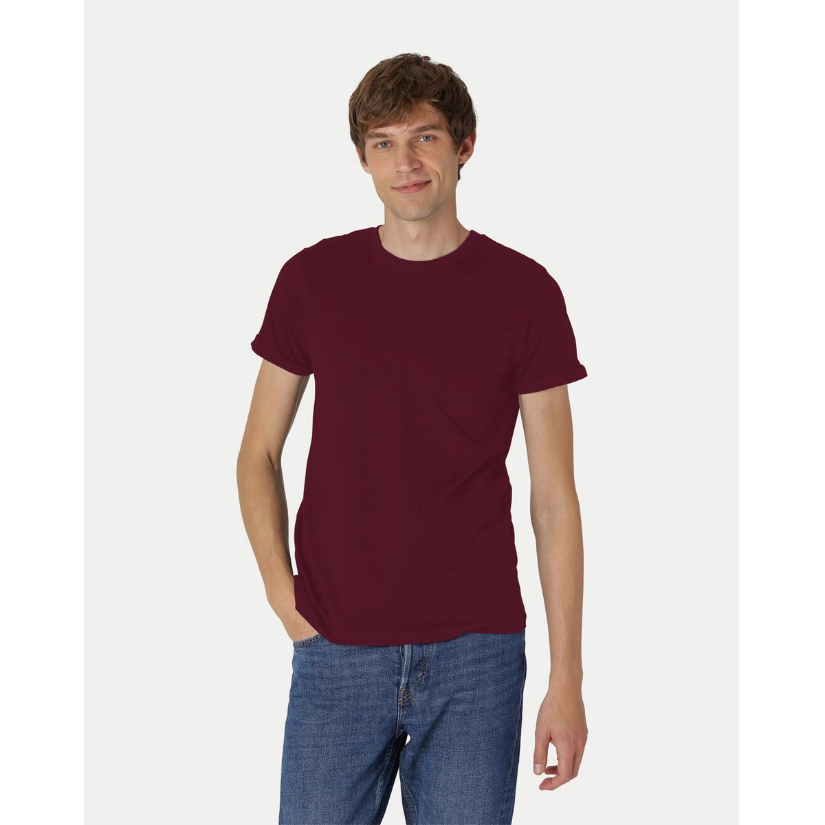 Neutral Roll Up Sleeve T-Shirt Bordeaux