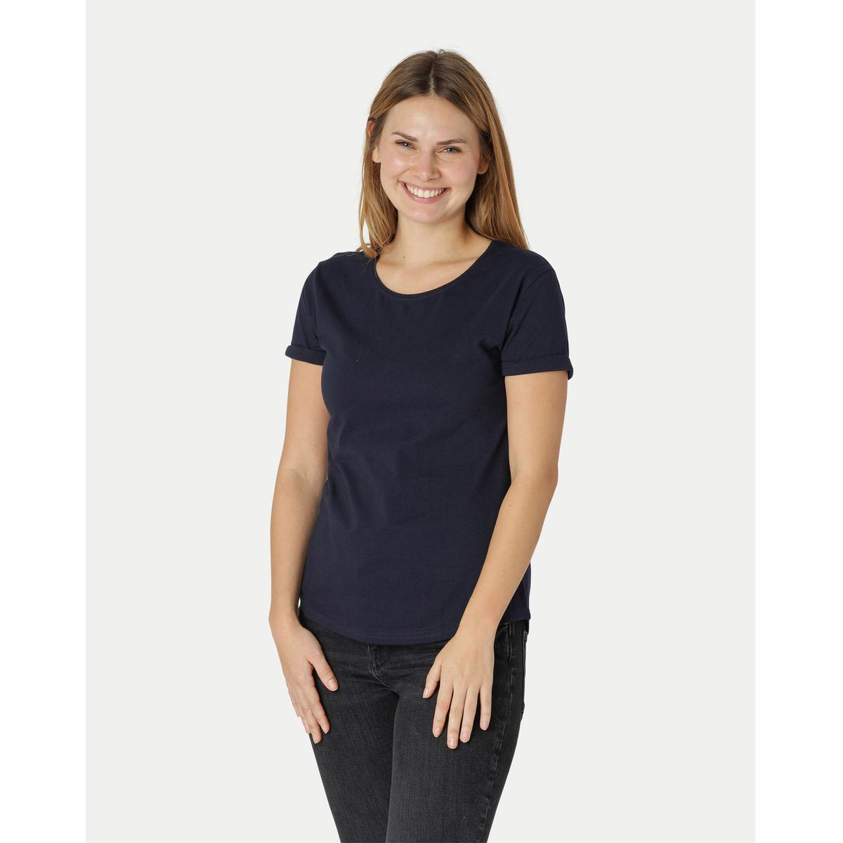 Neutral Dame Roll Up Sleeve T-Shirt Navy