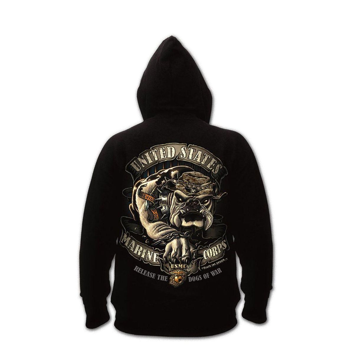 Rothco BLACK INK. Hoodie Black / USMC devil dog