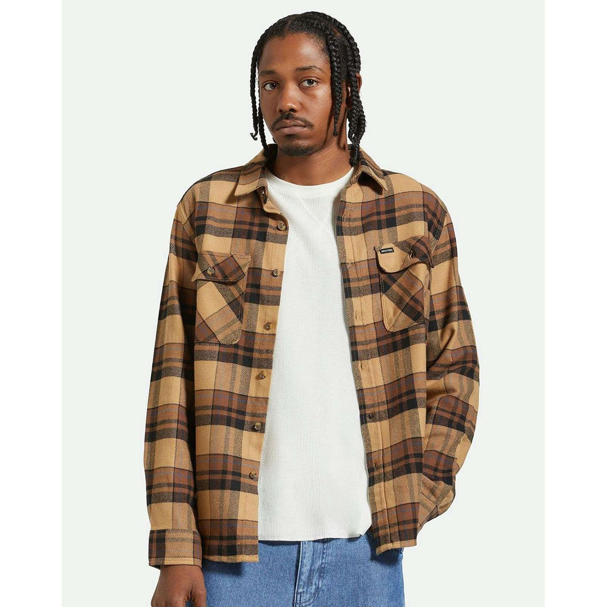 Brixton Bowery Langærmet Flannel Skjorte Tiger's Eye / Pinecone Brown