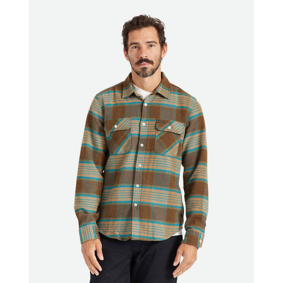 Brixton Bowery Langærmet Flannel Skjorte Brun