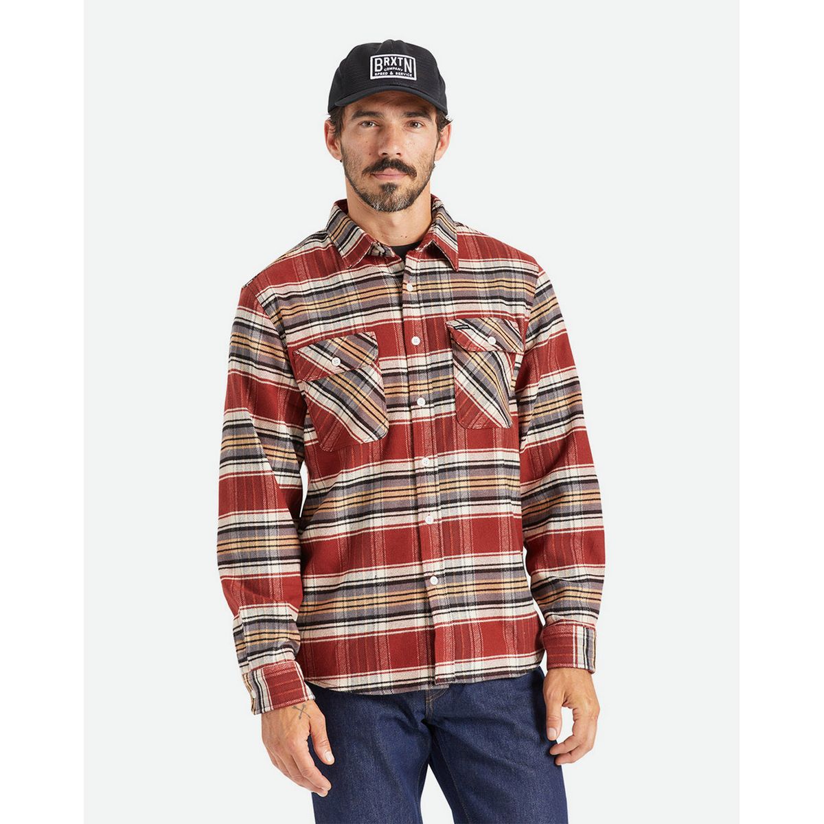 Brixton Bowery Stretch Langærmet Skjorte X Flannel Rød