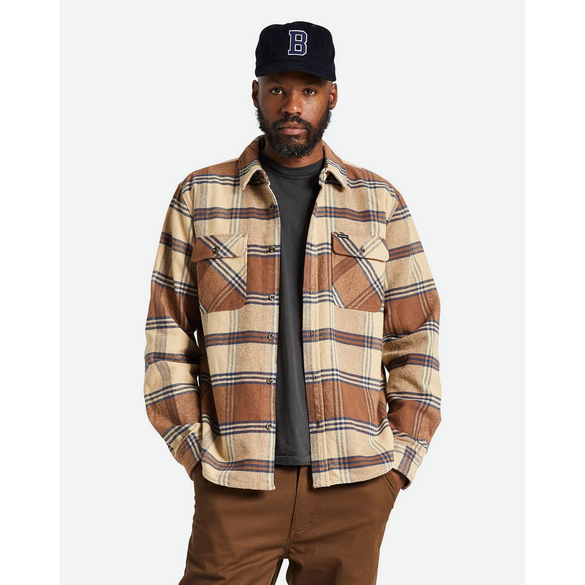 Brixton Bowery Heavy Weight L/S Flannel Ocre Brown