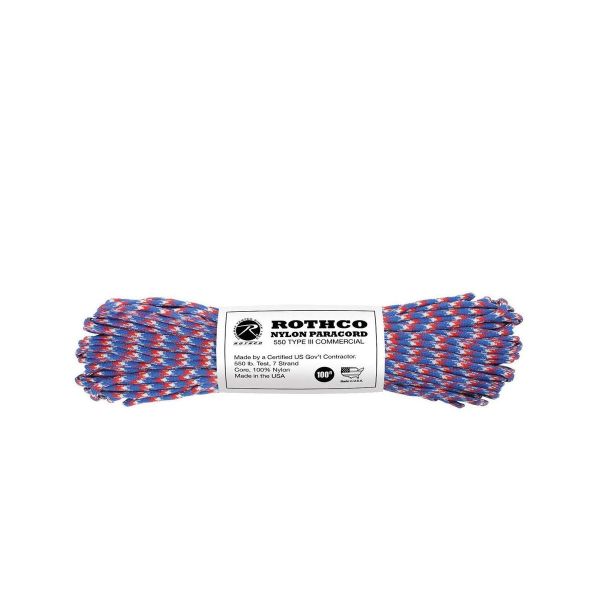 Rothco Paracord Nylon 30m Rød/Hvid/Blå Camo