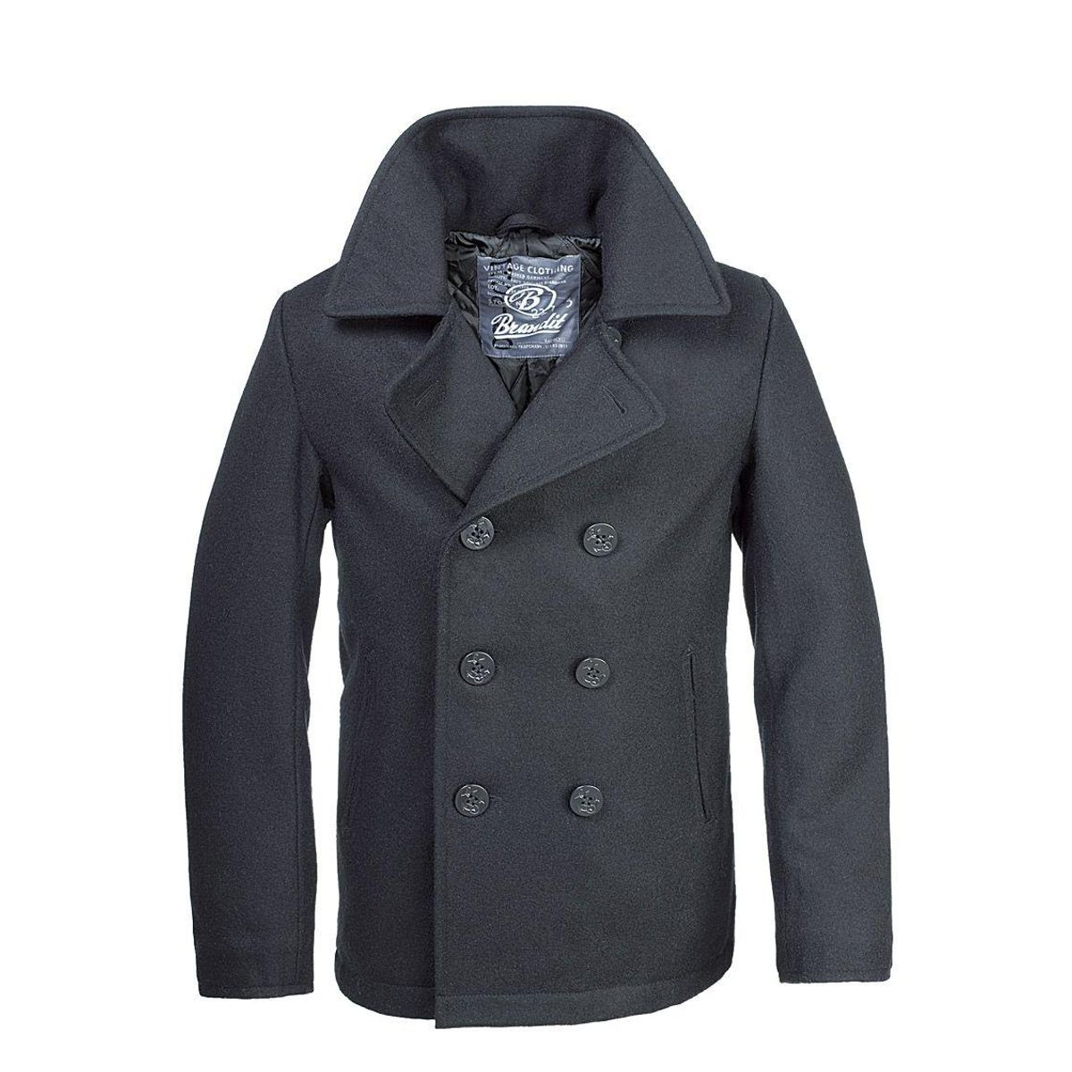 Brandit Pea Coat Skipperjakke Sort