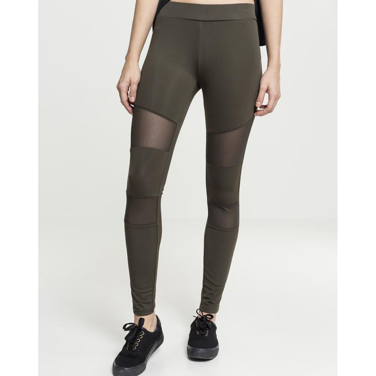 Urban Classics Dame Tech Mesh Leggings Mørk Oliven