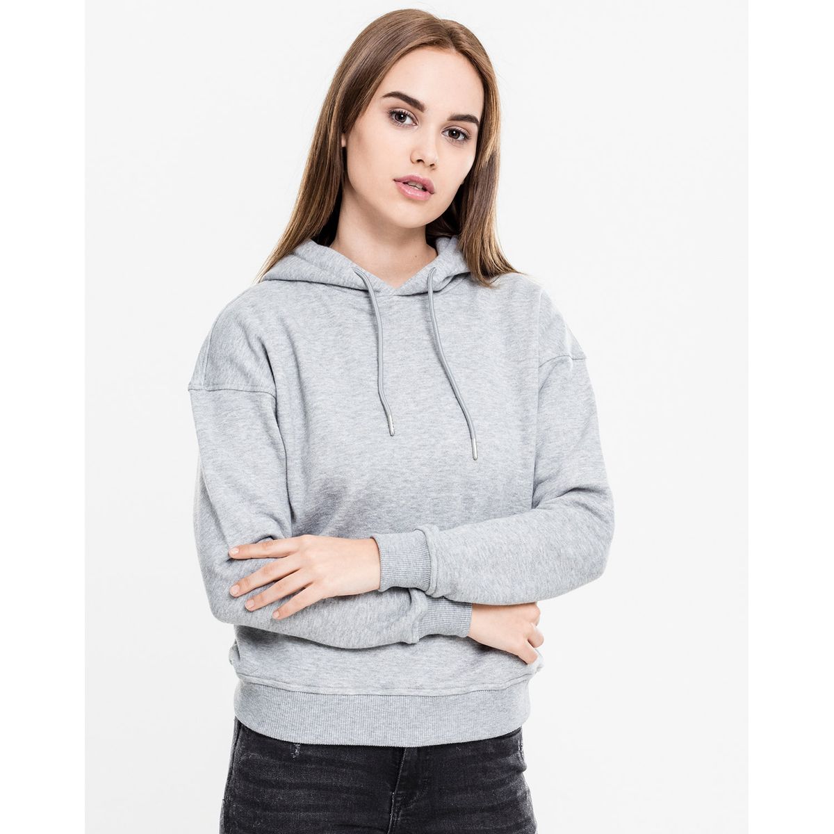 Urban Classics Dame Hoodie Grå