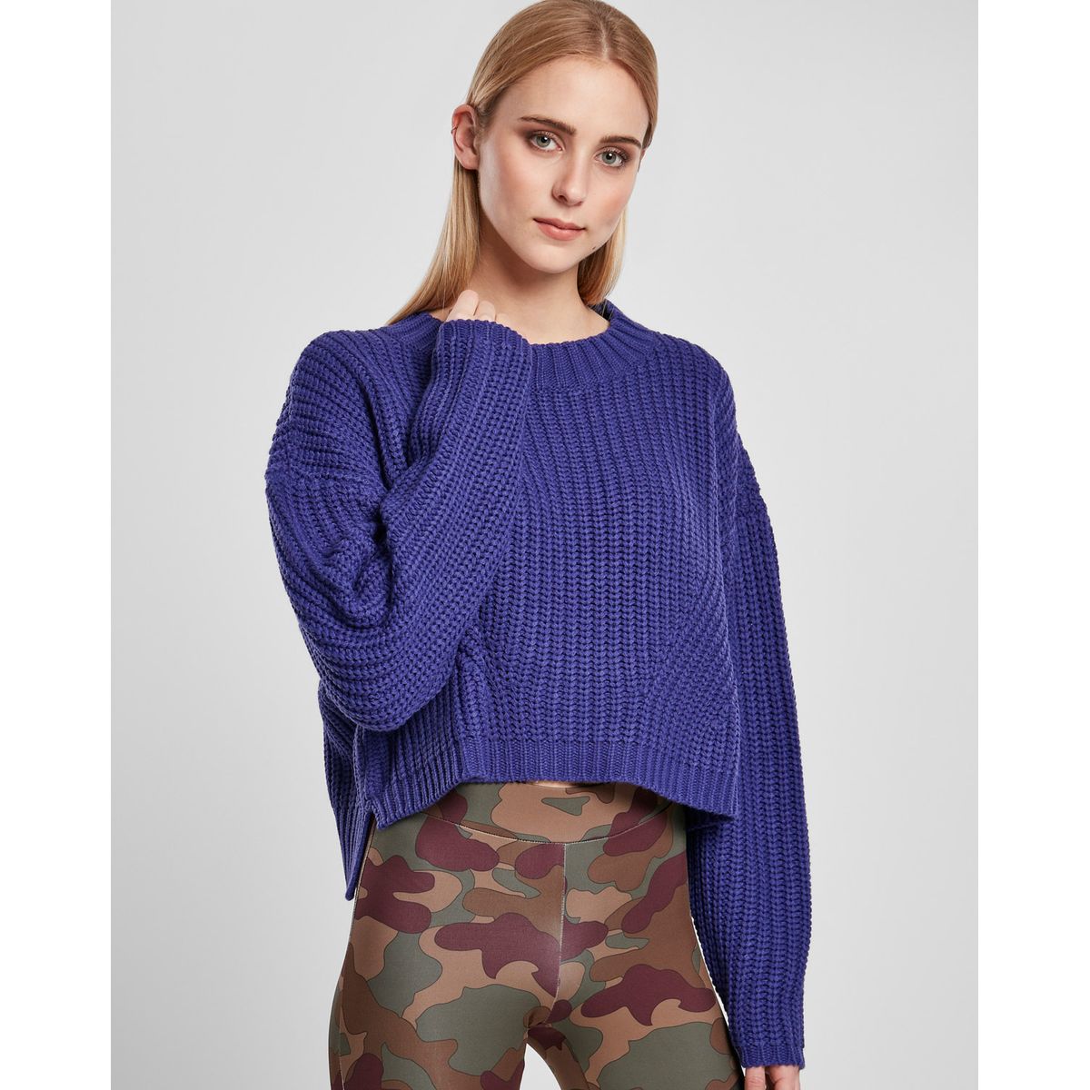 Urban Classics Dame Bred Oversize Sweater Blå Lilla