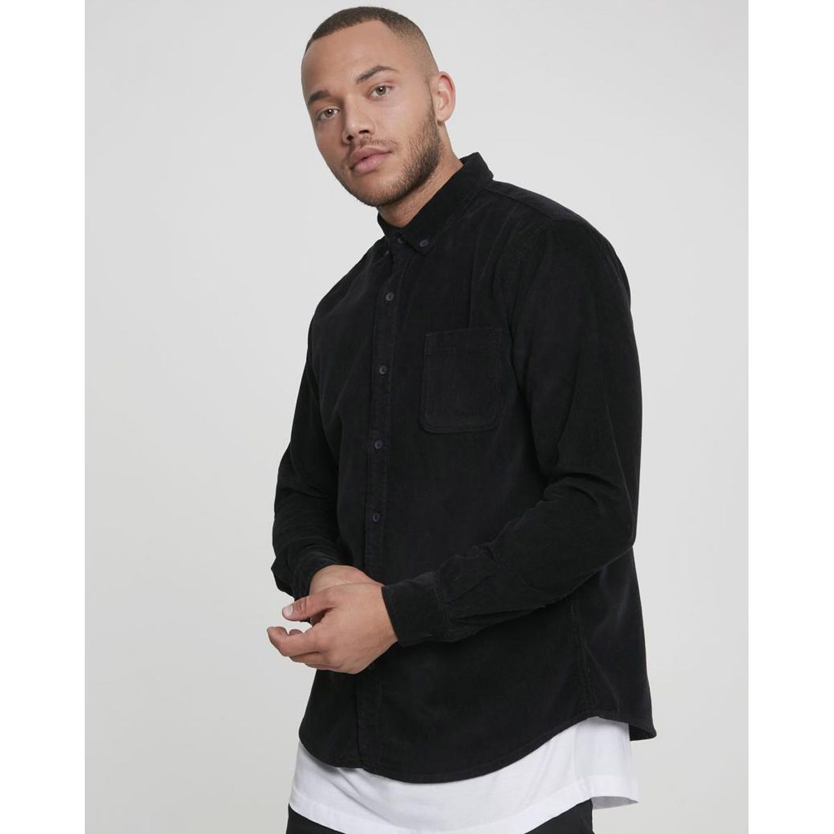 Urban Classics Corduroy Shirt black 2XL