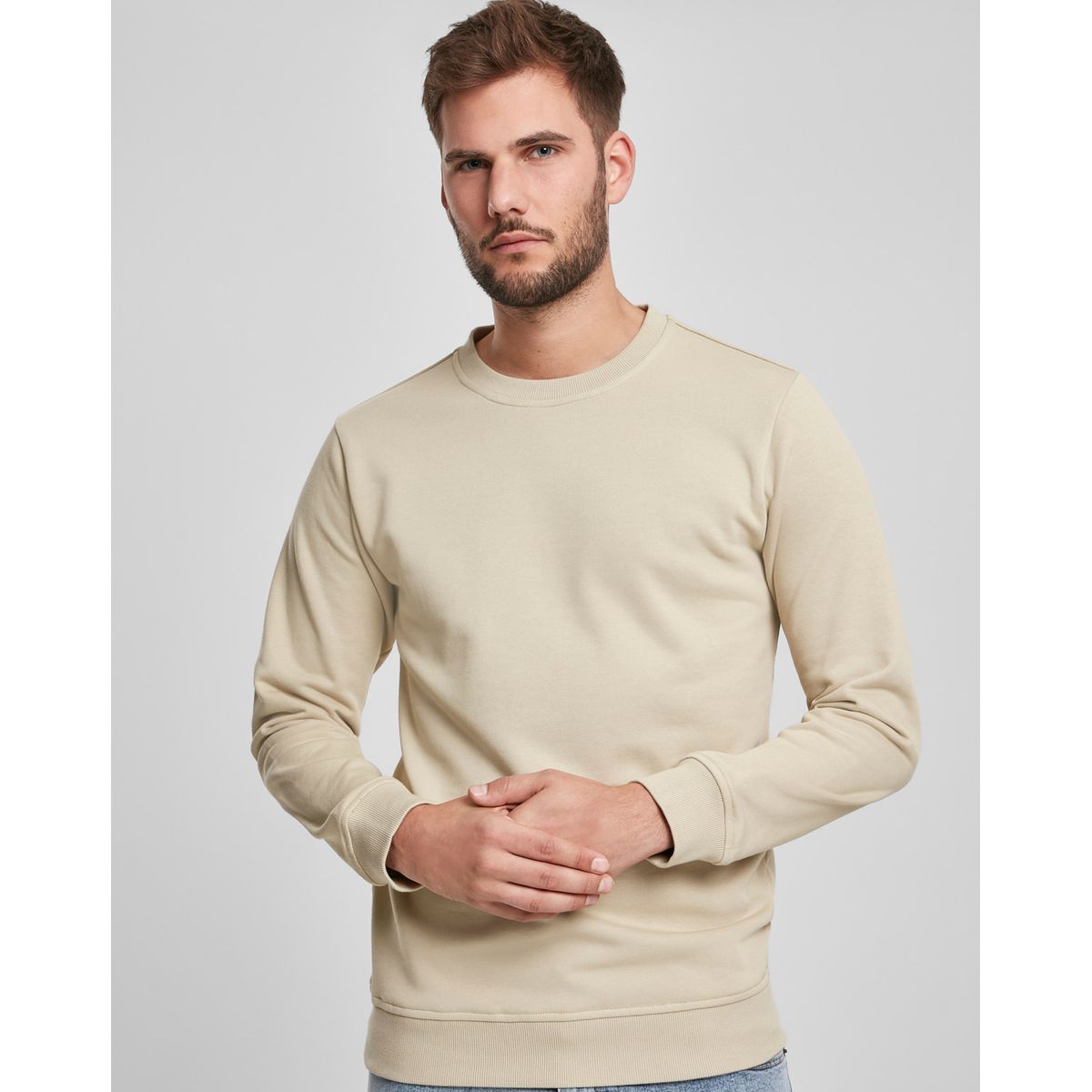 Urban Classics Basis Terry Crewneck med Rund Hals Grå