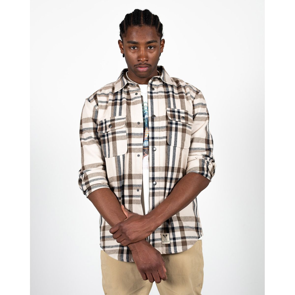 Fat Moose Adrian Cotton Check Shirt Brown