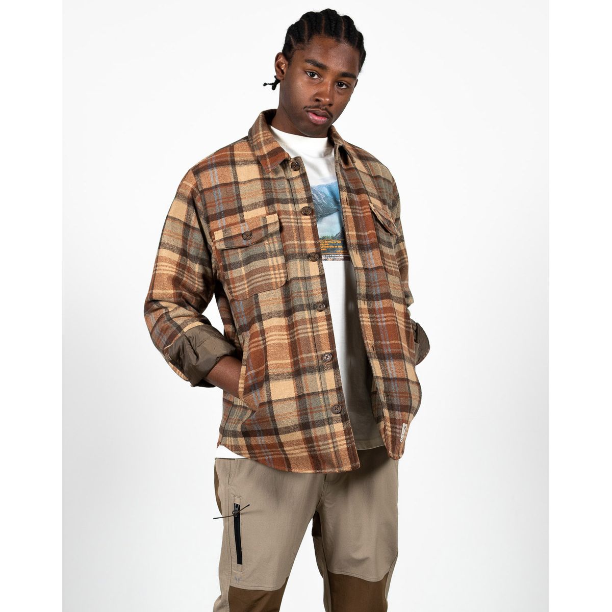 Fat Moose Nathan Check Overshirt Rust Orange