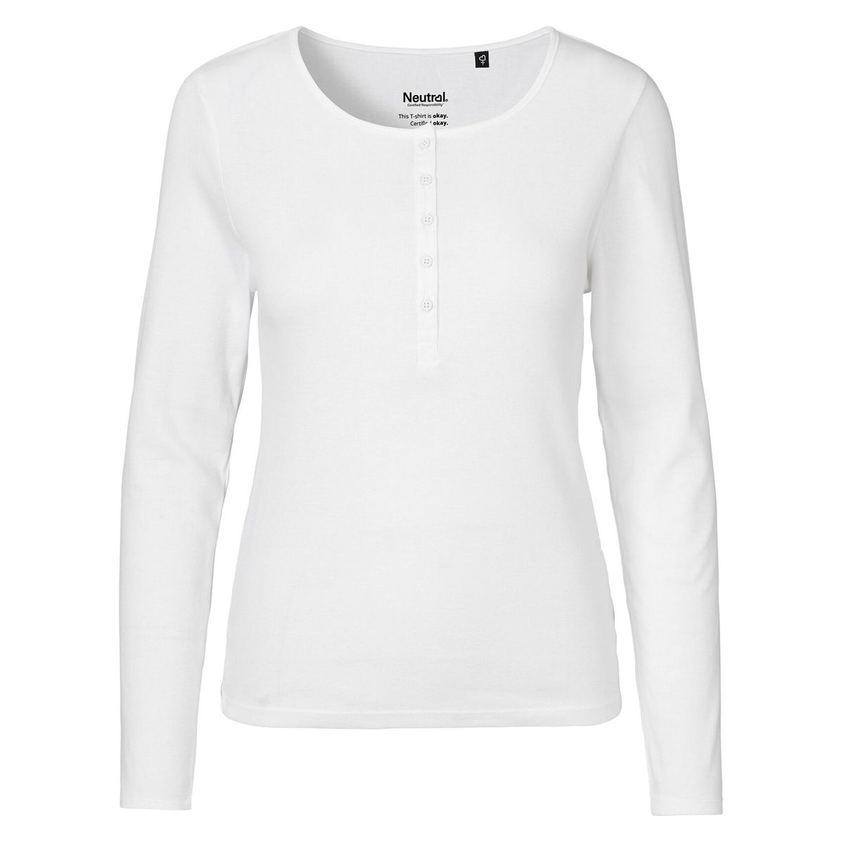 Neutral Dame Grand-dad Langærmet T-Shirt Hvid Hvid