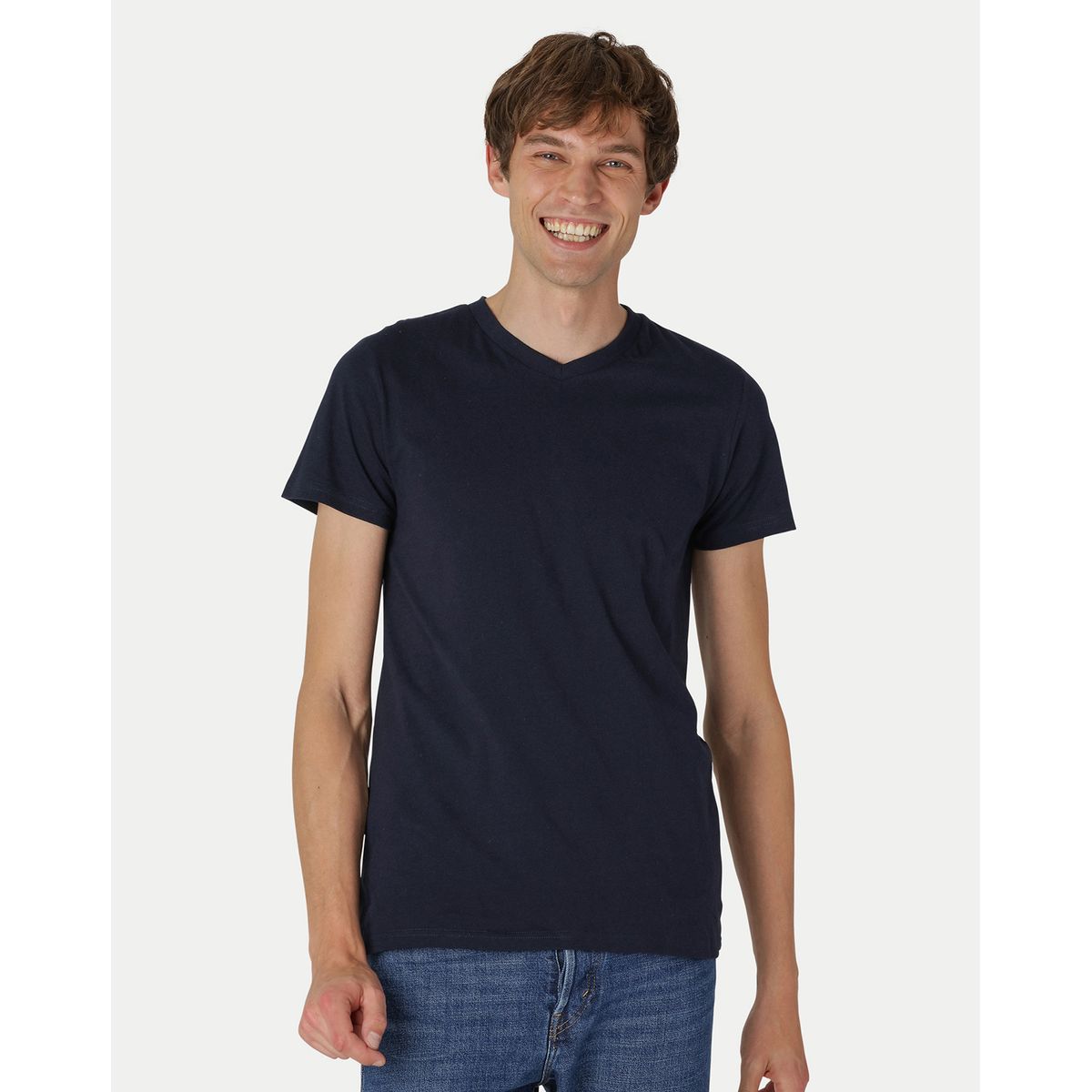 Neutral Fitted V-neck T-Shirt Navy