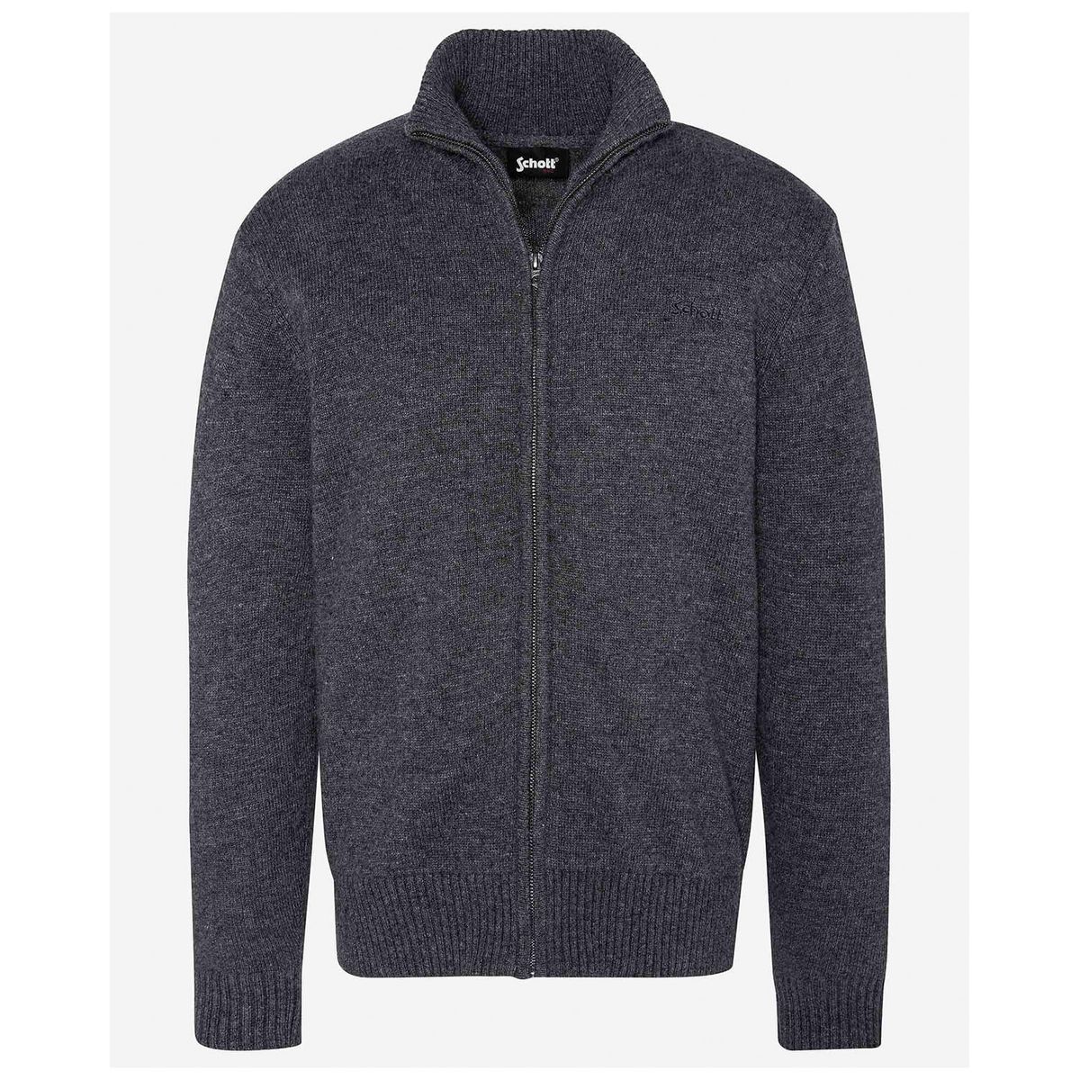 Schott Zipped Cardigan 70% Wool Black