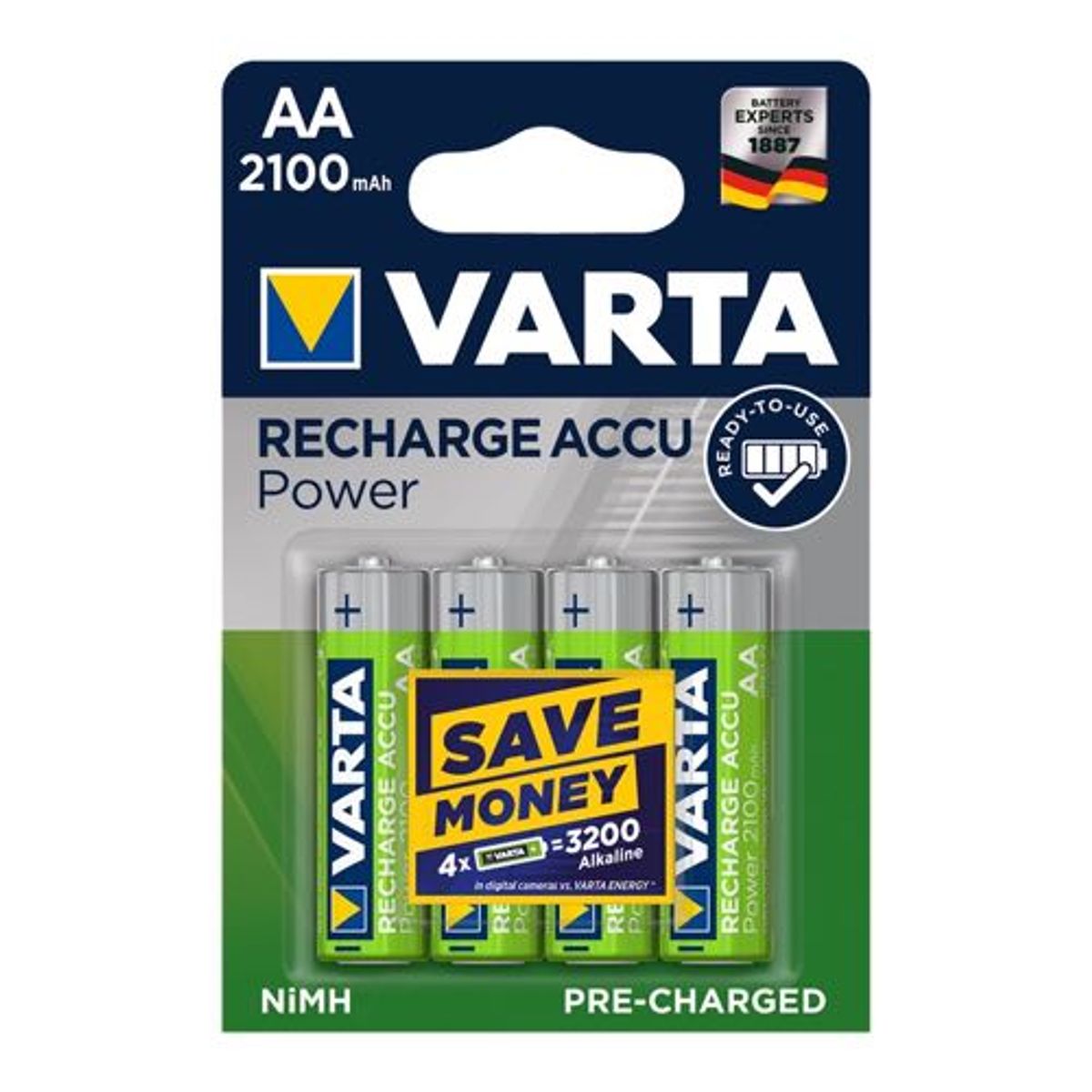 Varta - AA - 4 stk - Genopladelige Ni-MH Batteri (2100 mAh) (1.2V)