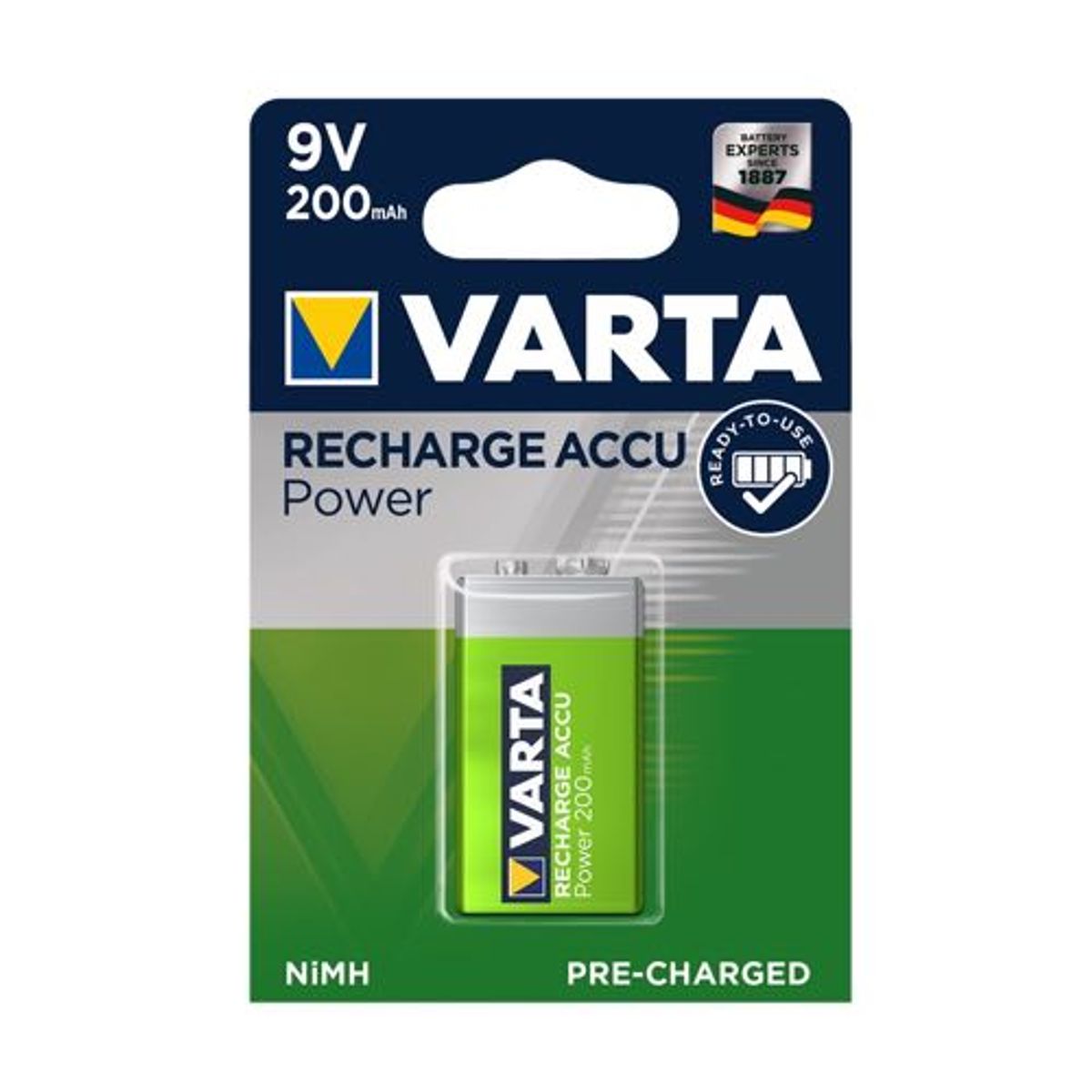 Varta - 9V - 1 stk - Genopladelig Ni-MH Batteri (200 mAh)